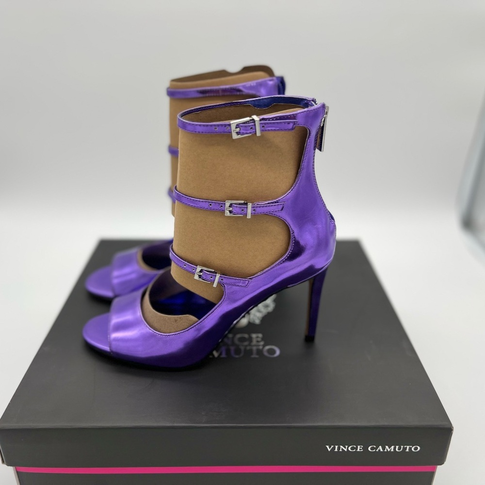 Vince Camuto Anikah Buckle Strap Open Toe Pump, Size Women's 6.5, Party Purple